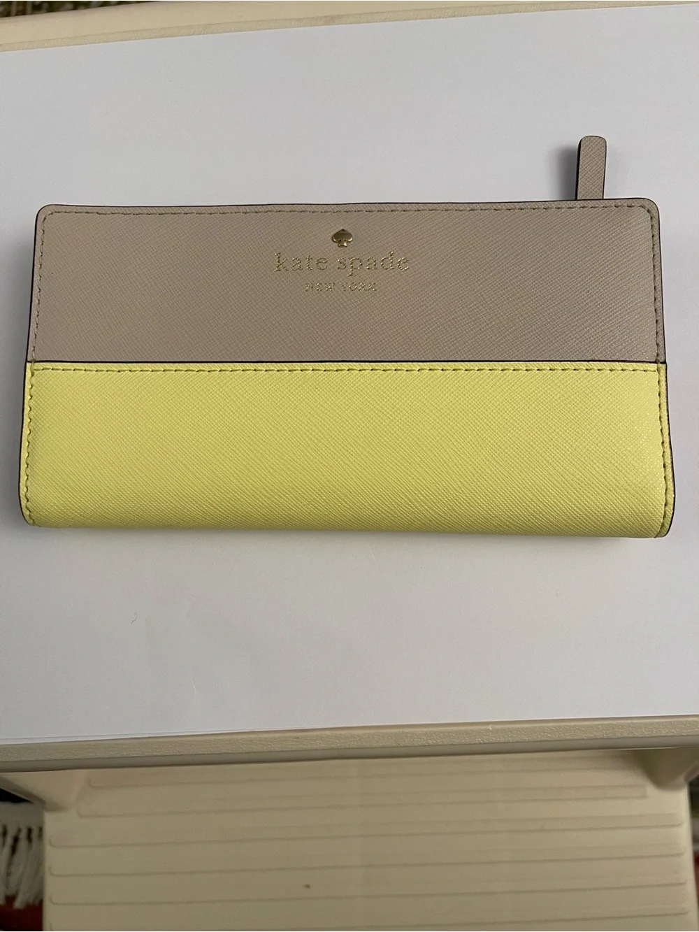 kate spade Two-Tone Yellow and Taupe Zip Continental Wallet